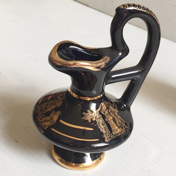 Lot of 4 Vintage Greek Mythology Ceramic w/ 24k Gold Trim: Trinket Vase Pitcher - Picture 11 of 12